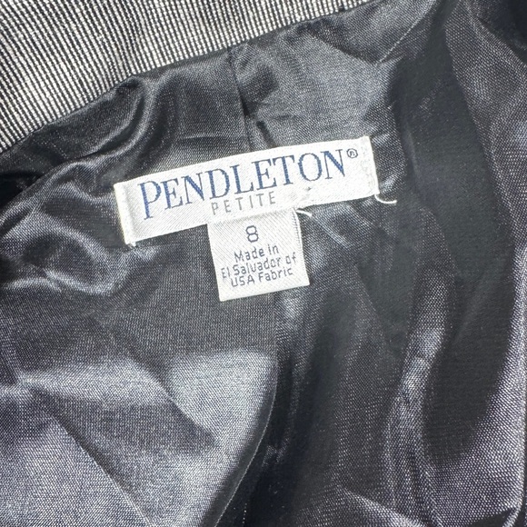 Vintage Pendleton Wool Silk Blend Textured Black White Button Front Blazer 8P - Picture 15 of 16